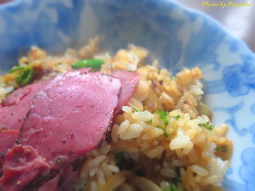 fried rice with sauted spring onion