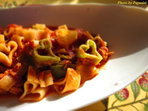 Putanesca style heart pasta